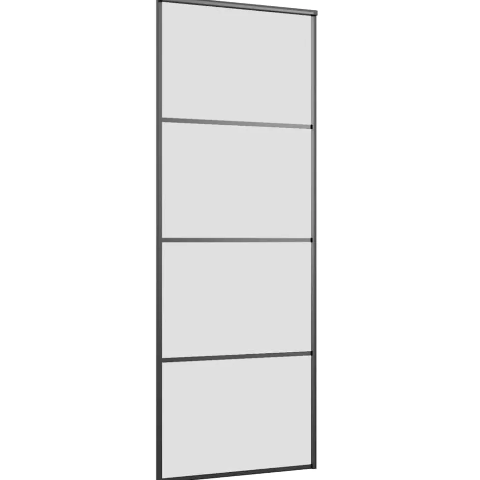 vidaXL Schuifdeur met beslagset 76x205 cm ESG glas zwart