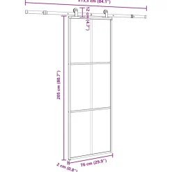 vidaXL Schuifdeur met beslag 76x205 cm ESG-glas en aluminium