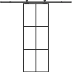 vidaXL Schuifdeur met beslag 76x205 cm ESG-glas en aluminium