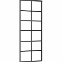 vidaXL Schuifdeur met beslagset 76x205 cm ESG glas zwart