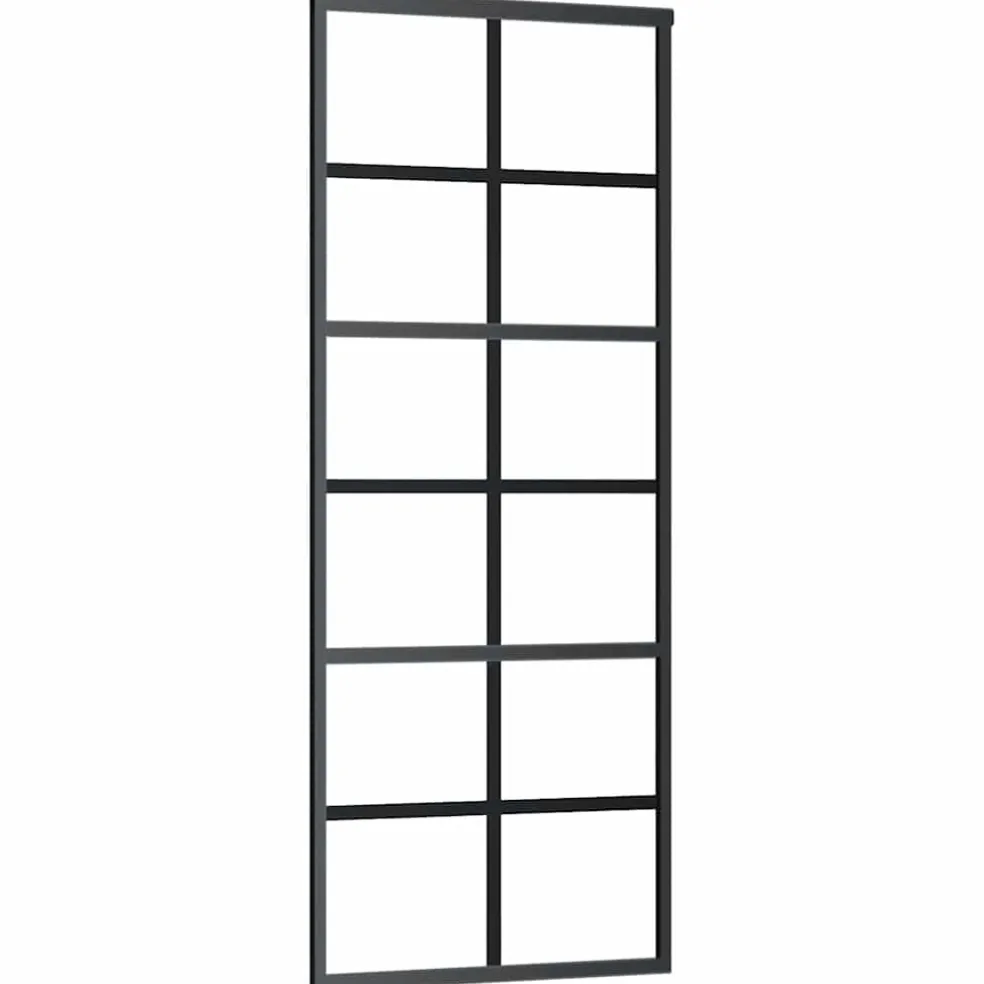 vidaXL Schuifdeur met beslagset 76x205 cm ESG glas zwart