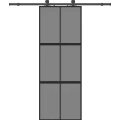 vidaXL Schuifdeur met beslagset 76x205 cm gehard glas zwart