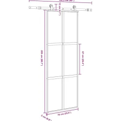 vidaXL Schuifdeur met beslag 76x205 cm gehard glas en aluminium