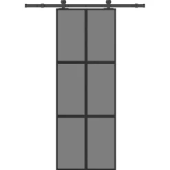 vidaXL Schuifdeur met beslag 76x205 cm gehard glas en aluminium