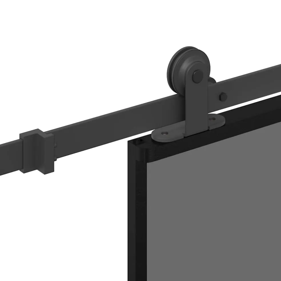 vidaXL Schuifdeur met beslag 76x205 cm gehard glas en aluminium