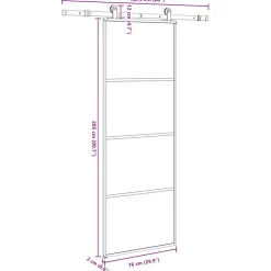 vidaXL Schuifdeur met beslag 76x205 cm ESG-glas en aluminium