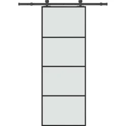 vidaXL Schuifdeur met beslag 76x205 cm ESG-glas en aluminium