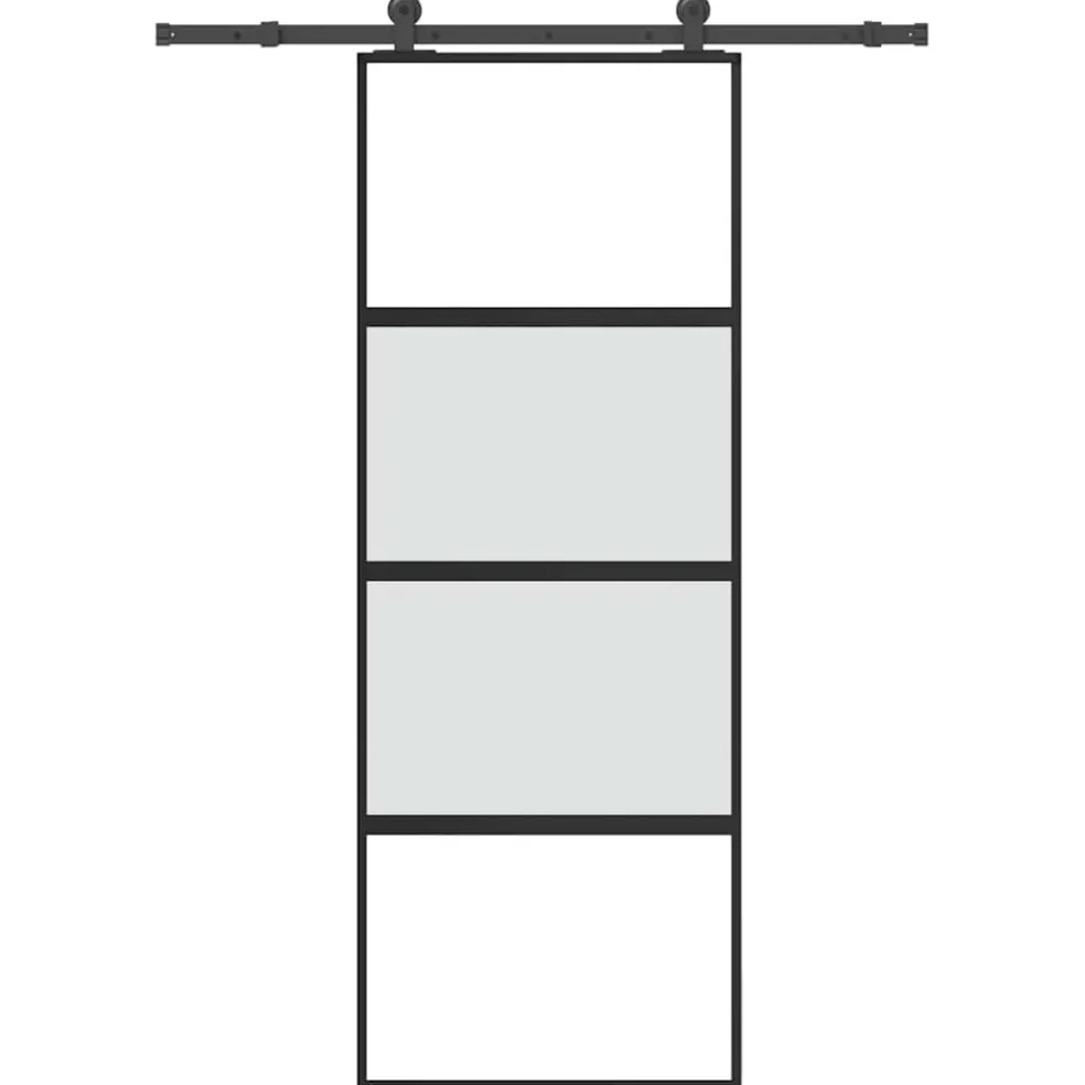 vidaXL Schuifdeur met beslag 76x205 cm gehard glas en aluminium