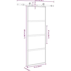vidaXL Schuifdeur met beslag 76x205 cm gehard glas en aluminium