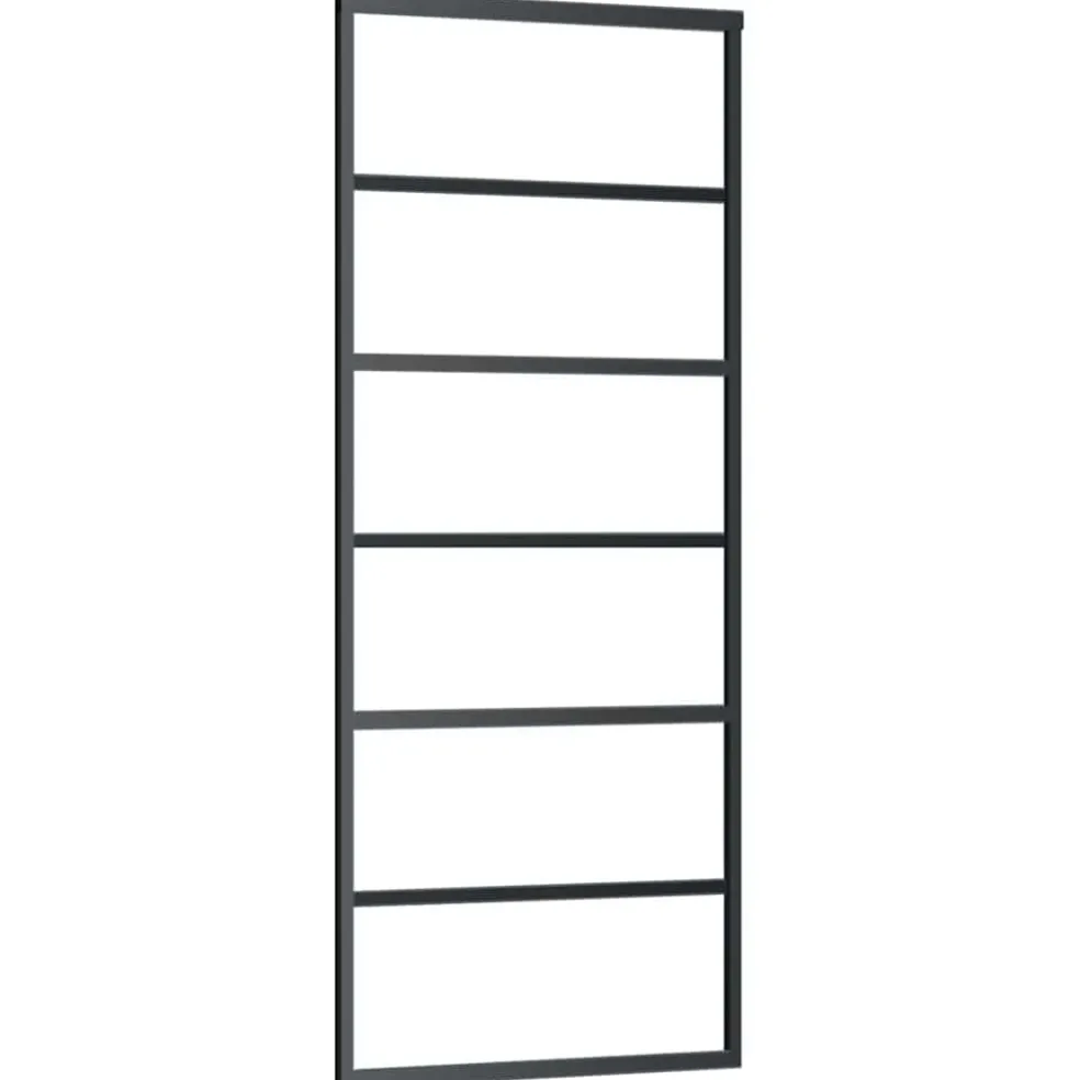vidaXL Schuifdeur met beslagset 76x205 cm ESG glas zwart
