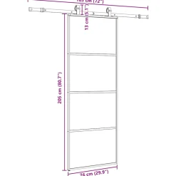 vidaXL Schuifdeur met beslagset 76x205 cm ESG glas zwart
