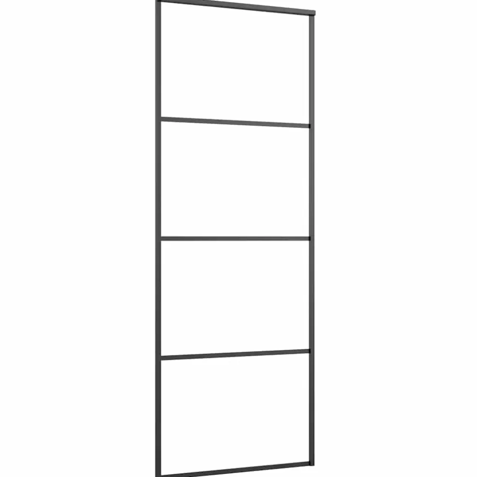 vidaXL Schuifdeur met beslagset 76x205 cm ESG glas zwart