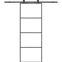 vidaXL Schuifdeur met beslagset 76x205 cm ESG glas zwart