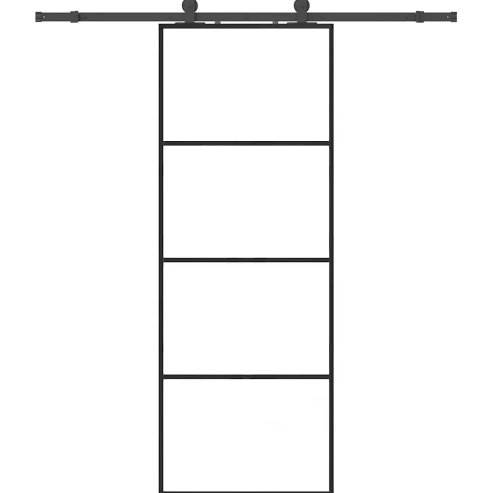 vidaXL Schuifdeur met beslagset 76x205 cm ESG glas zwart
