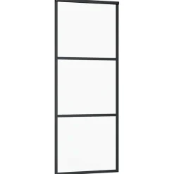 vidaXL Schuifdeur met beslagset 76x205 cm ESG glas zwart