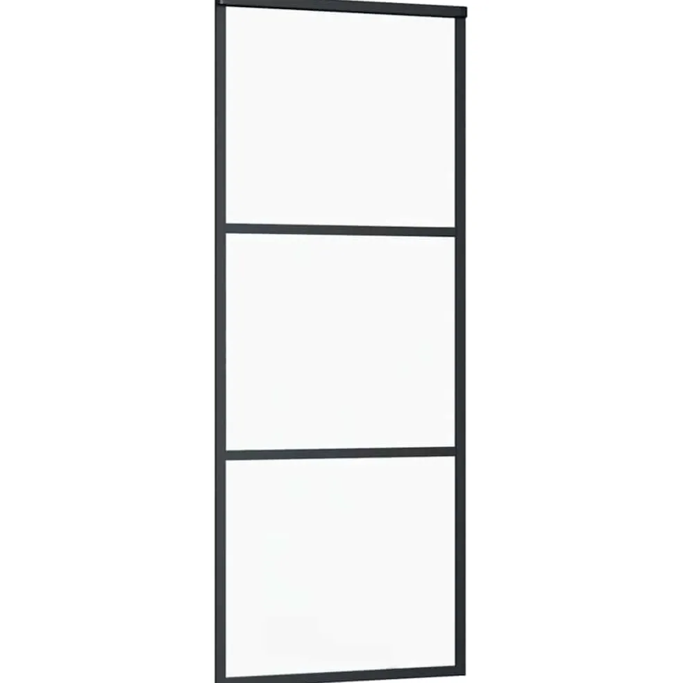 vidaXL Schuifdeur met beslagset 76x205 cm ESG glas zwart