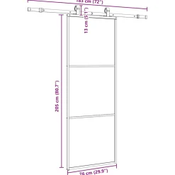 vidaXL Schuifdeur met beslagset 76x205 cm ESG glas zwart