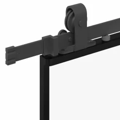 vidaXL Schuifdeur met beslagset 76x205 cm gehard glas zwart