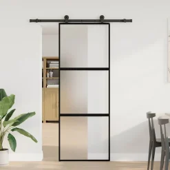 vidaXL Schuifdeur met beslag 76x205 cm gehard glas en aluminium