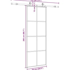 vidaXL Schuifdeur met beslagset 76x205 cm ESG glas zwart