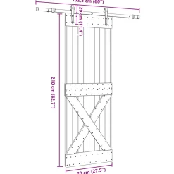 vidaXL Schuifdeur NARVIK Naturel en Zwart 70 x 210 cm (152,5 cm)