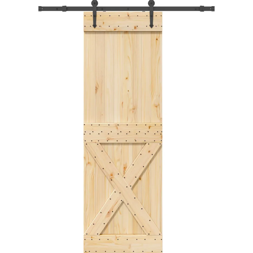 vidaXL Schuifdeur NARVIK Naturel en Zwart 70 x 210 cm (152,5 cm)