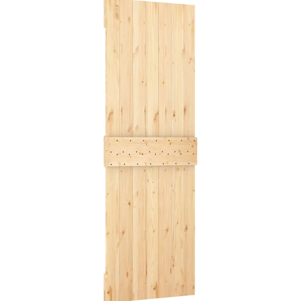 vidaXL Schuifdeur Naturel en Zwart 70 x 210 cm Massief Grenenhout