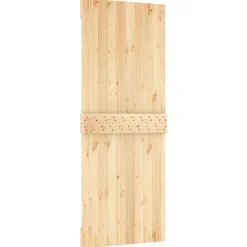 vidaXL Schuifdeur Naturel en Zwart 80 x 210 cm Massief Grenenhout
