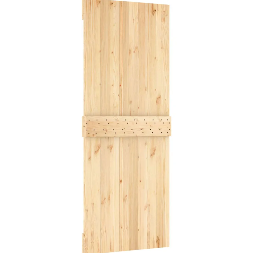 vidaXL Schuifdeur Naturel en Zwart 80 x 210 cm Massief Grenenhout