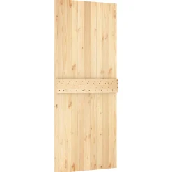 vidaXL Schuifdeur Naturel en Zwart 85 x 210 cm Massief Grenenhout