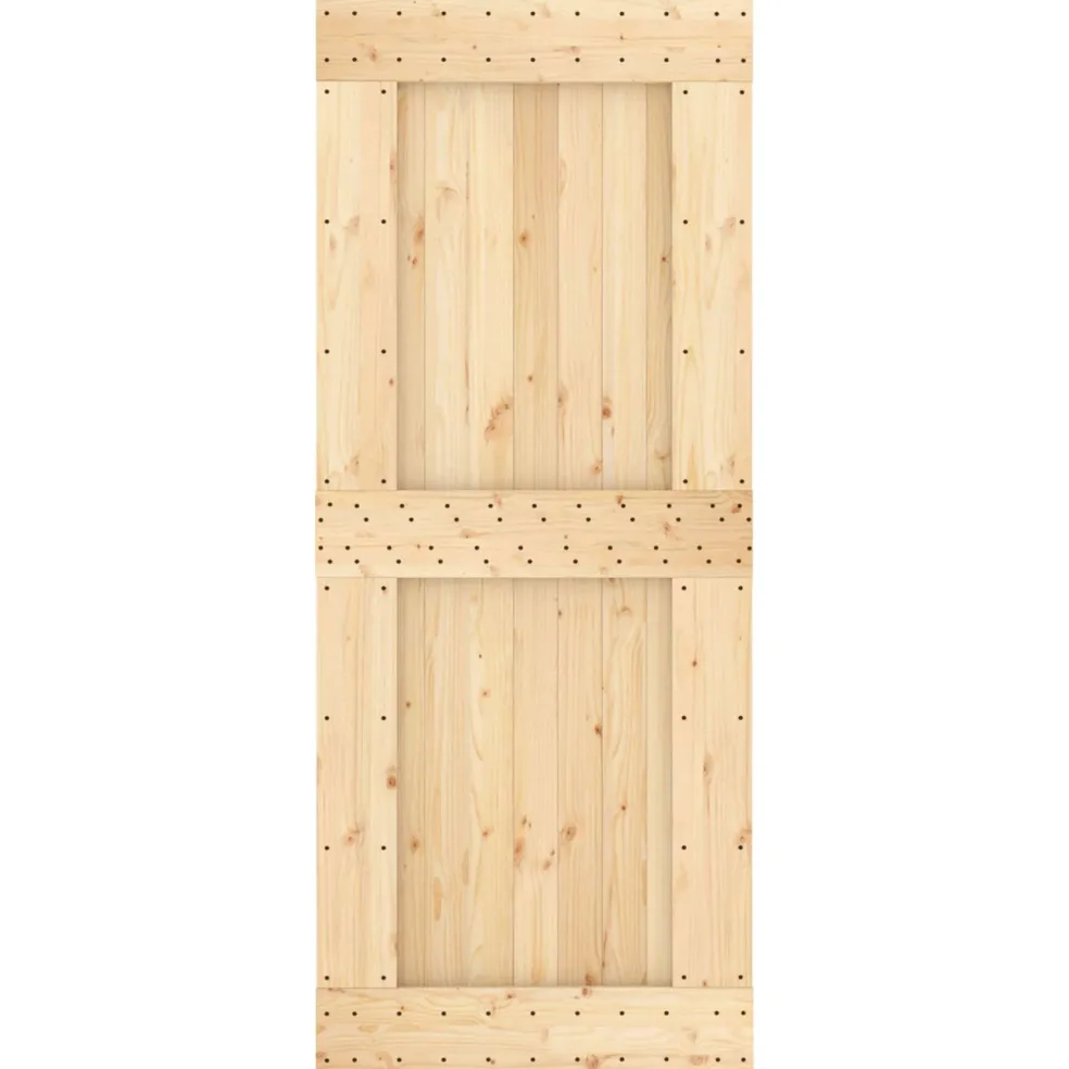 vidaXL Schuifdeur Naturel en Zwart 85 x 210 cm Massief Grenenhout