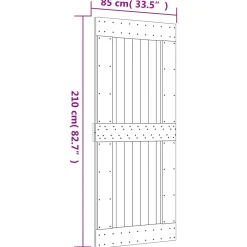 vidaXL Schuifdeur Naturel en Zwart 85 x 210 cm Massief Grenenhout
