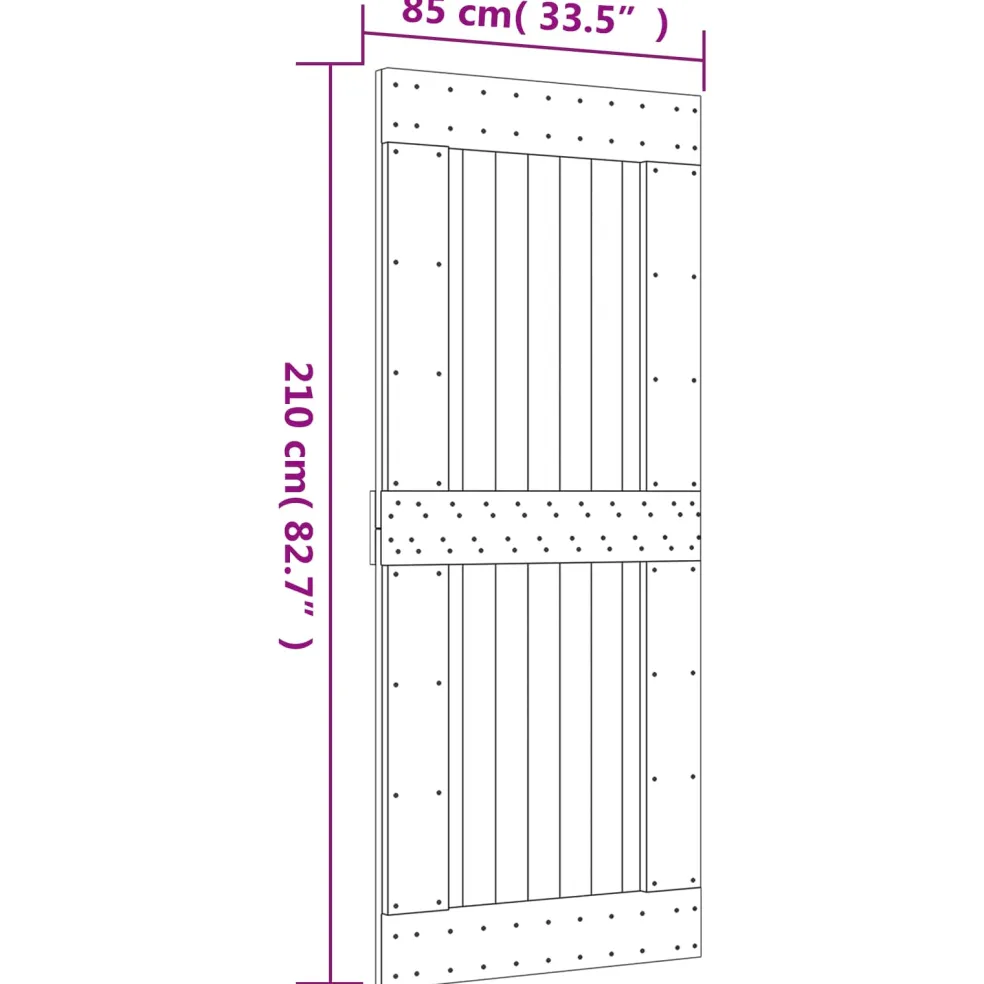 vidaXL Schuifdeur Naturel en Zwart 85 x 210 cm Massief Grenenhout