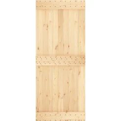 vidaXL Schuifdeur Naturel en Zwart 85 x 210 cm Massief Grenenhout