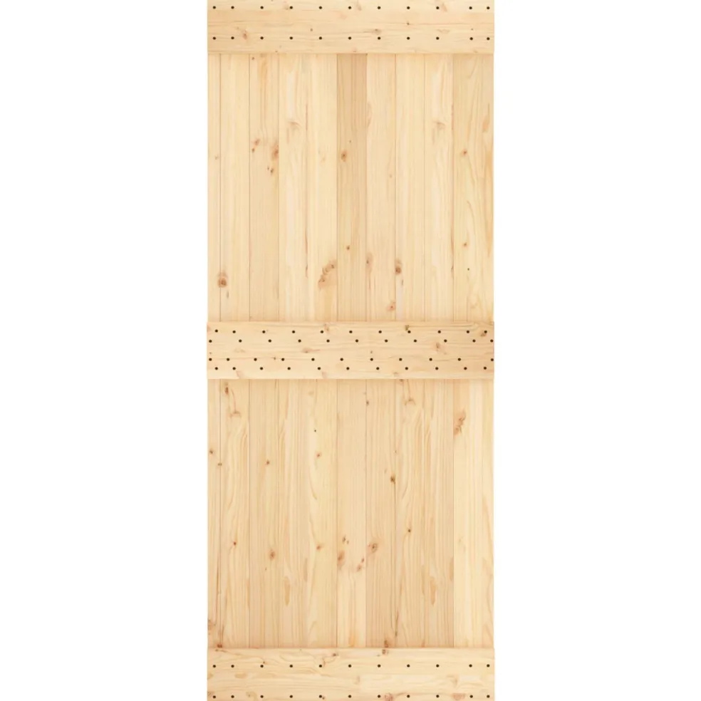 vidaXL Schuifdeur Naturel en Zwart 85 x 210 cm Massief Grenenhout
