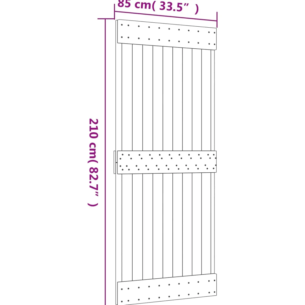 vidaXL Schuifdeur Naturel en Zwart 85 x 210 cm Massief Grenenhout