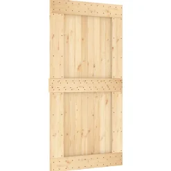 vidaXL Schuifdeur Naturel en Zwart 100 x 210 cm Massief Grenenhout