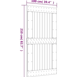 vidaXL Schuifdeur Naturel en Zwart 100 x 210 cm Massief Grenenhout