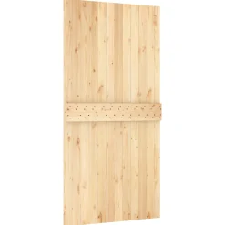 vidaXL Schuifdeur Naturel en Zwart 100 x 210 cm Massief Grenenhout