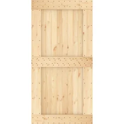 vidaXL Schuifdeur Naturel en Zwart 100 x 210 cm Massief Grenenhout
