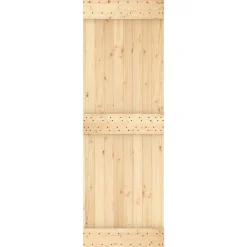 vidaXL Schuifdeur Naturel en Zwart 70 x 210 cm Massief Grenenhout
