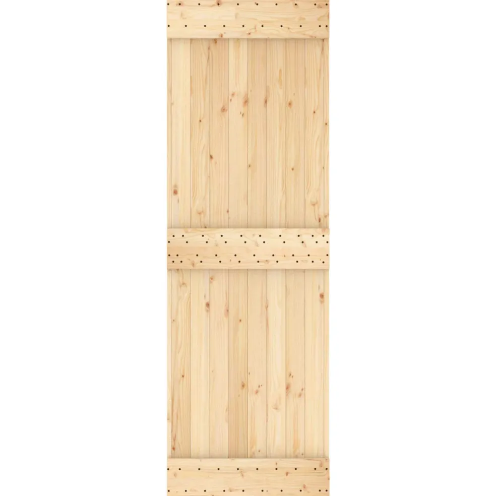 vidaXL Schuifdeur Naturel en Zwart 70 x 210 cm Massief Grenenhout