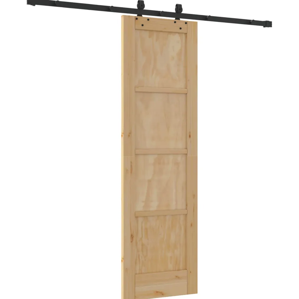 vidaXL Schuifdeur Naturel en Zwart 61 x 198,5 cm Massief grenenhout