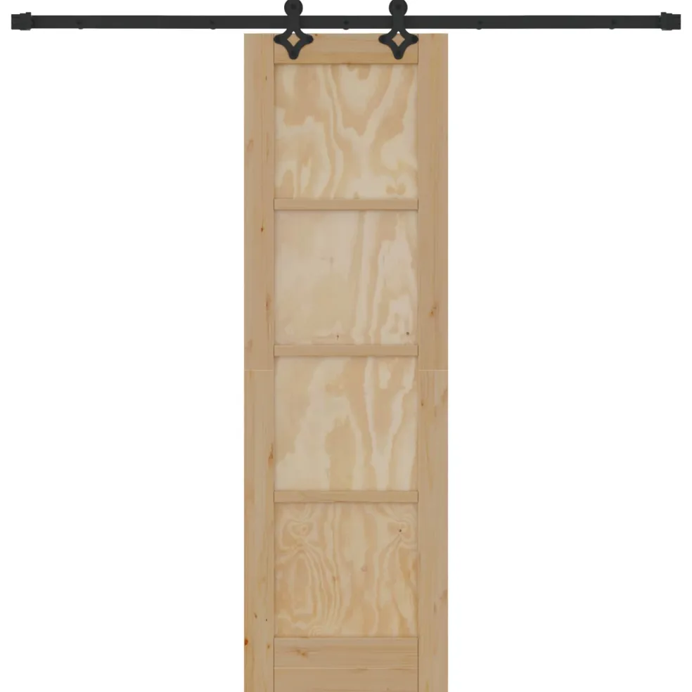 vidaXL Schuifdeur Naturel en Zwart 61 x 198,5 cm Massief grenenhout