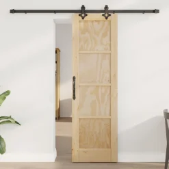vidaXL Schuifdeur Naturel en Zwart 61 x 198,5 cm Massief grenenhout