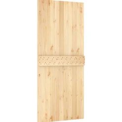 vidaXL Schuifdeur Naturel en Zwart 90 x 210 cm Massief Grenenhout