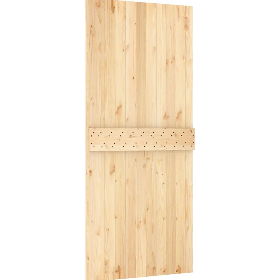 vidaXL Schuifdeur Naturel en Zwart 90 x 210 cm Massief Grenenhout