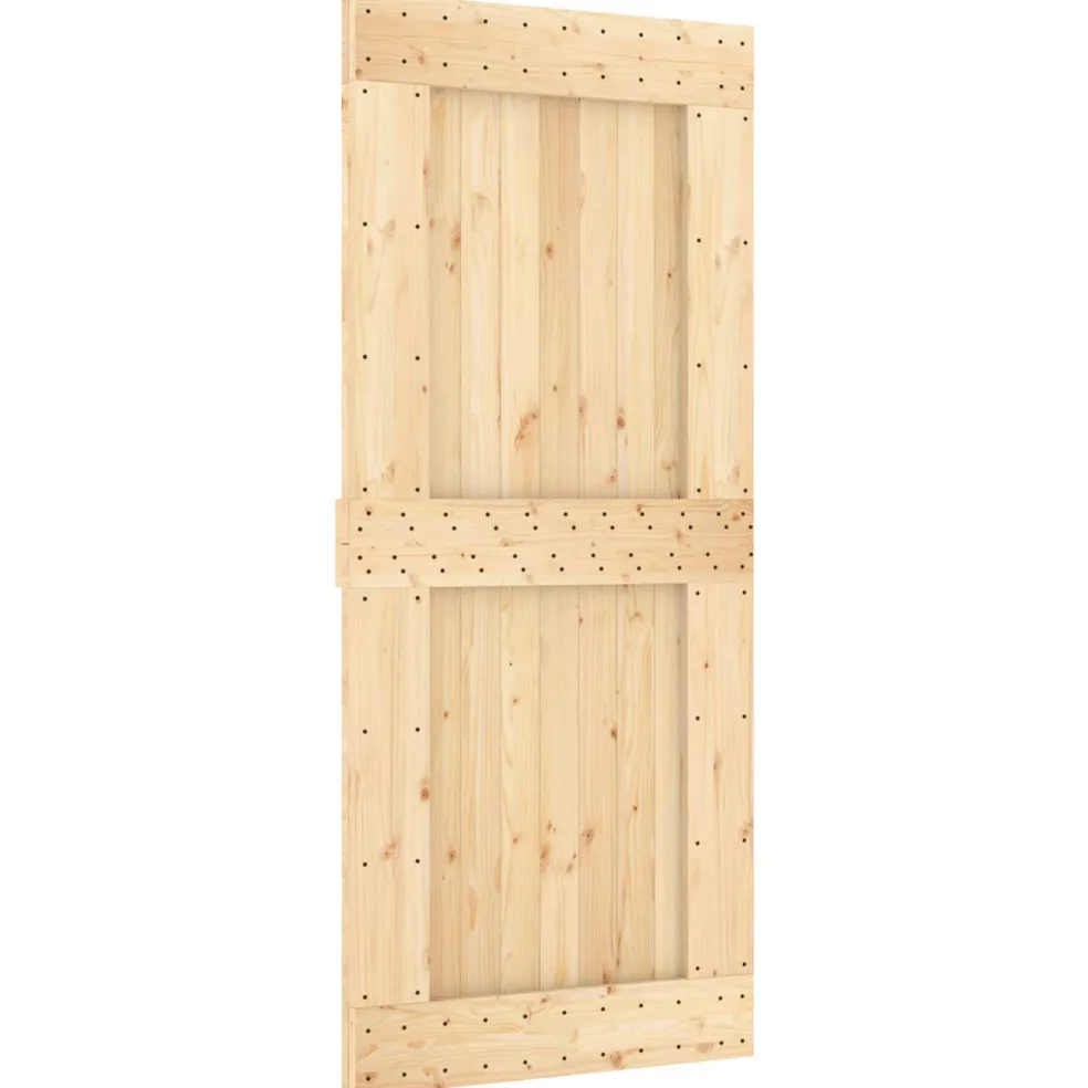 vidaXL Schuifdeur Naturel en Zwart 90 x 210 cm Massief Grenenhout
