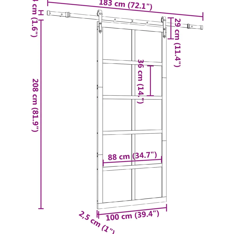 vidaXL Schuifdeur Naturel 100 x 208 cm Massief grenenhout