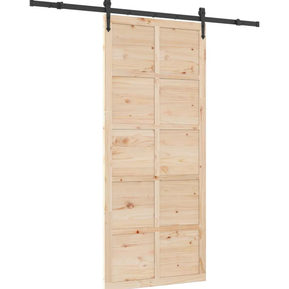 vidaXL Schuifdeur Naturel 100 x 208 cm Massief grenenhout